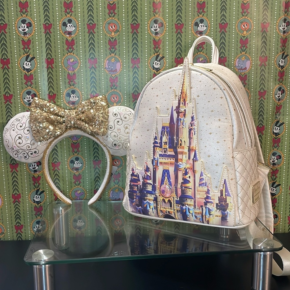 Disney Parks x Loungefly WDW 50th Anniversary Cinderella’s Castle Bag & Ears 💡